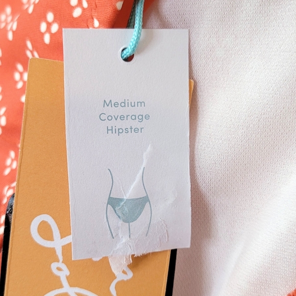 Kona Sol Medium Coverage Hipster Bikini Bottom NEW Womens Size L Orange White - Picture 6 of 7